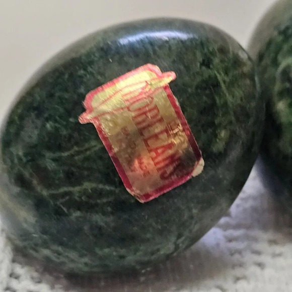 Pair of Vintage Norleans Green Marbled Eggs Hand Made in Italy EASTER 2.25" - Picture 2 of 10